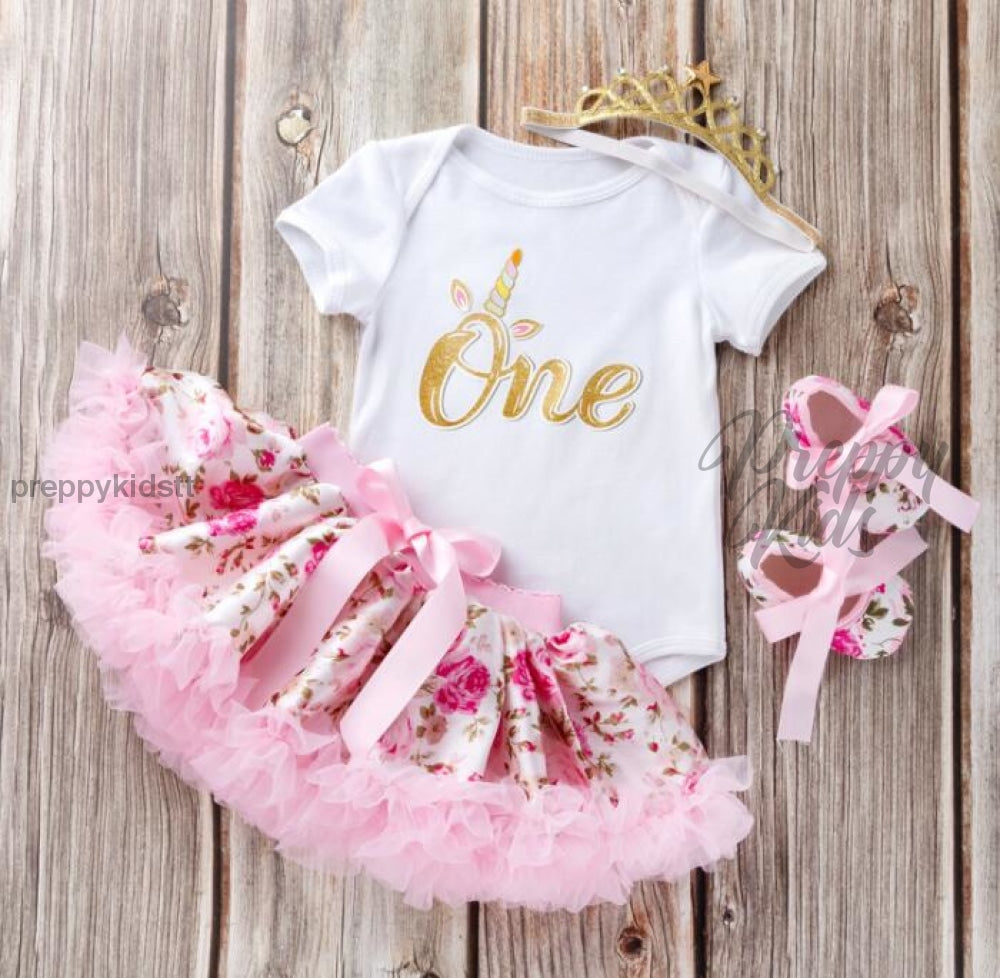 Unicorn first outlet birthday onesie