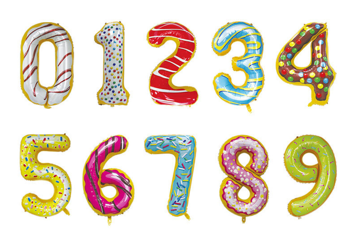 Donut Number Foil 40 " Helium Balloons . 1 to 9
