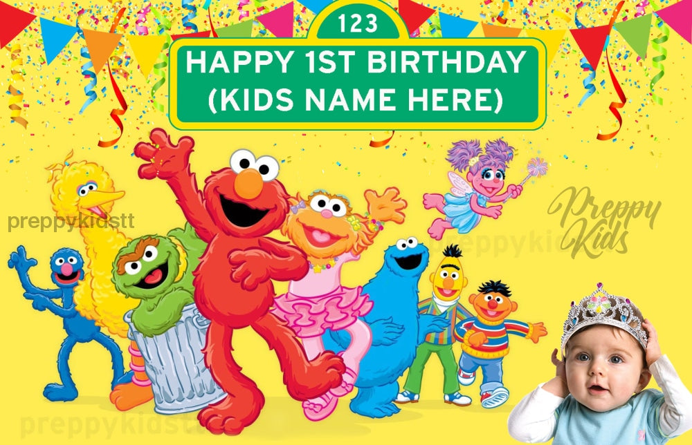 Sesame Street Happy Birthday Backdrop Yes Party Decorations
