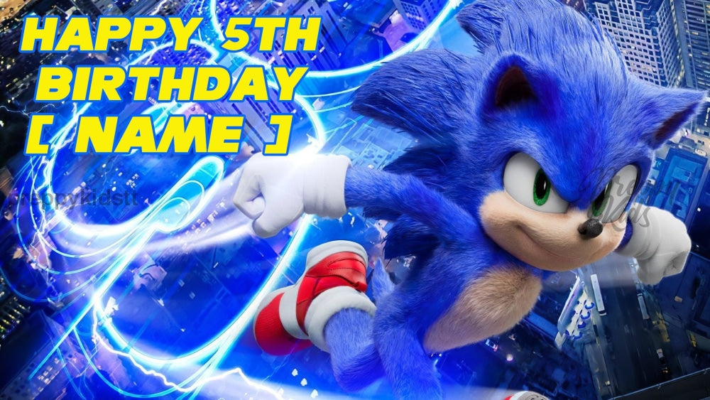 Sonic Happy Birthday Backdrop Party Decorations