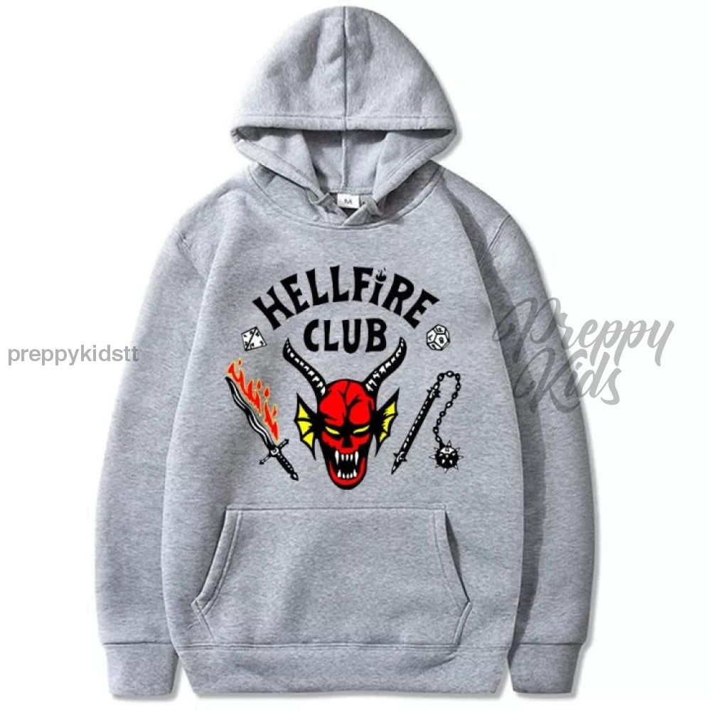 Stranger Things HellFire Club Grey Hoodie Fleece Preppy Kids Grand Bazaar