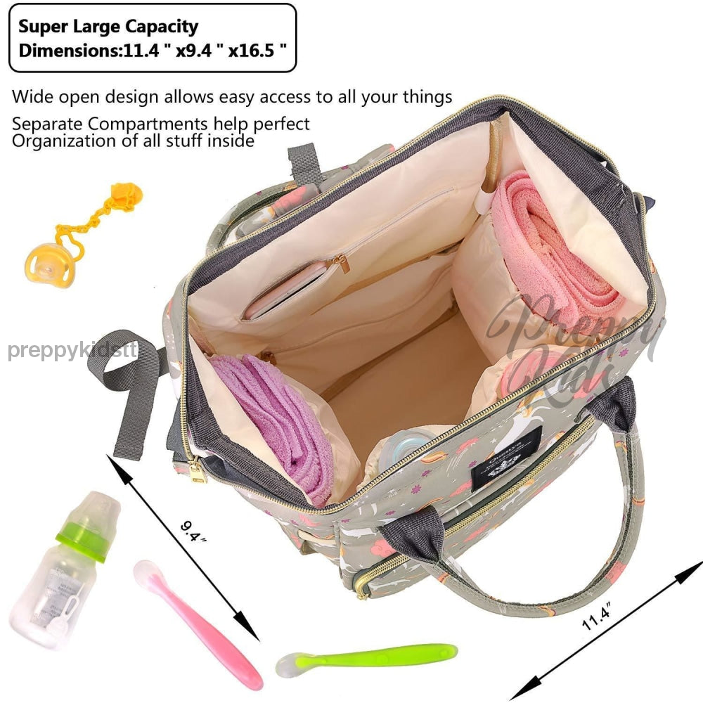 Unicorn Bucket Mummy Baby Bag (Grey) Bags