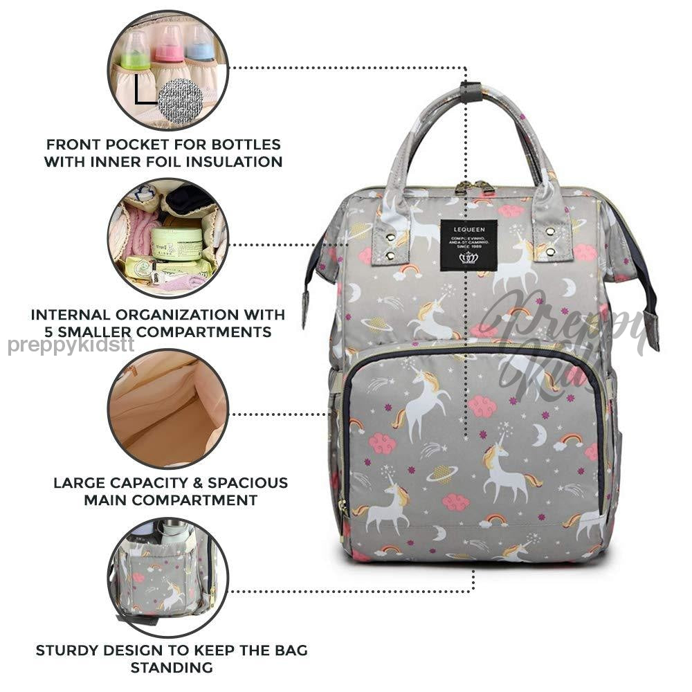 Unicorn Bucket Mummy Baby Bag (Grey) Bags