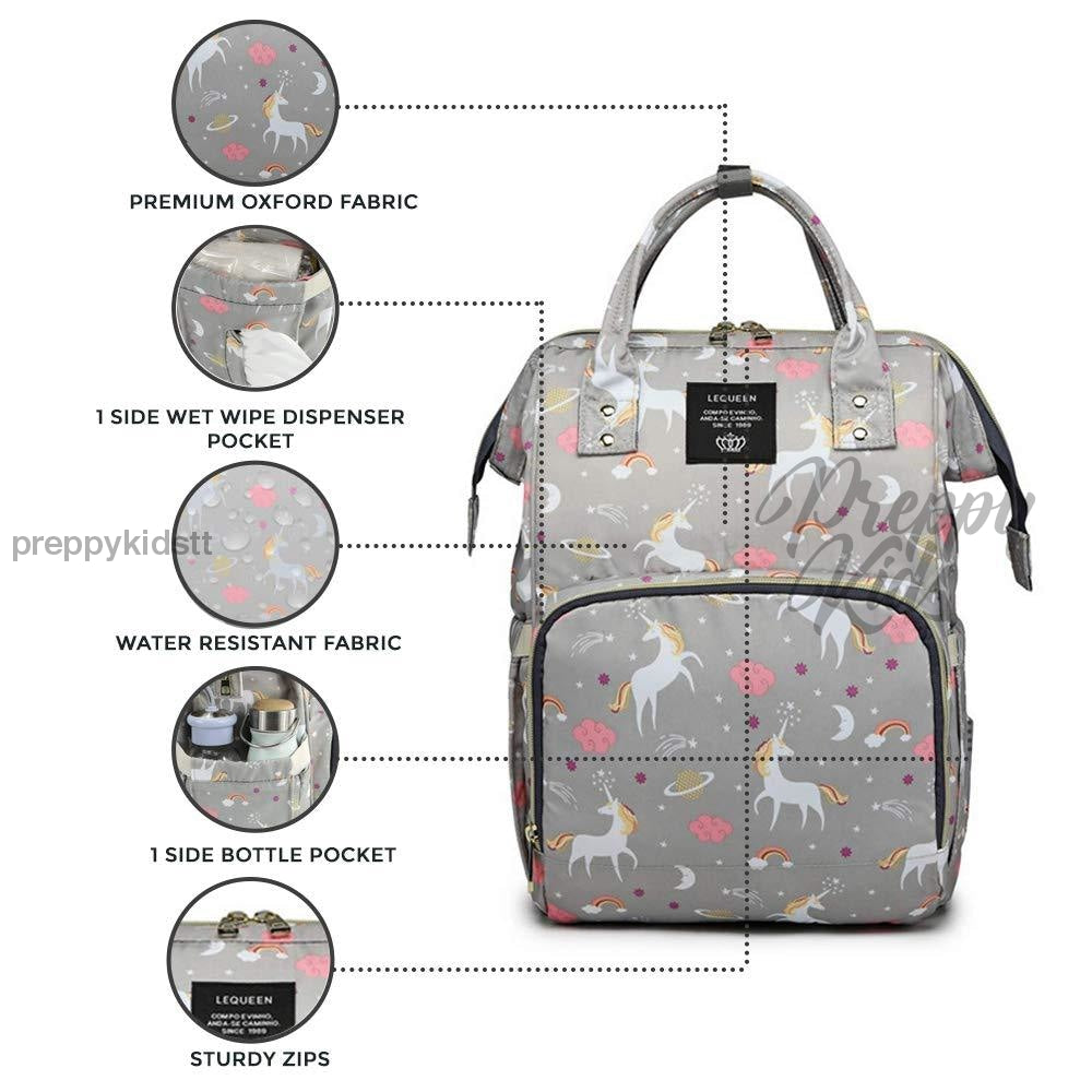 Unicorn Bucket Mummy Baby Bag (Grey) Bags