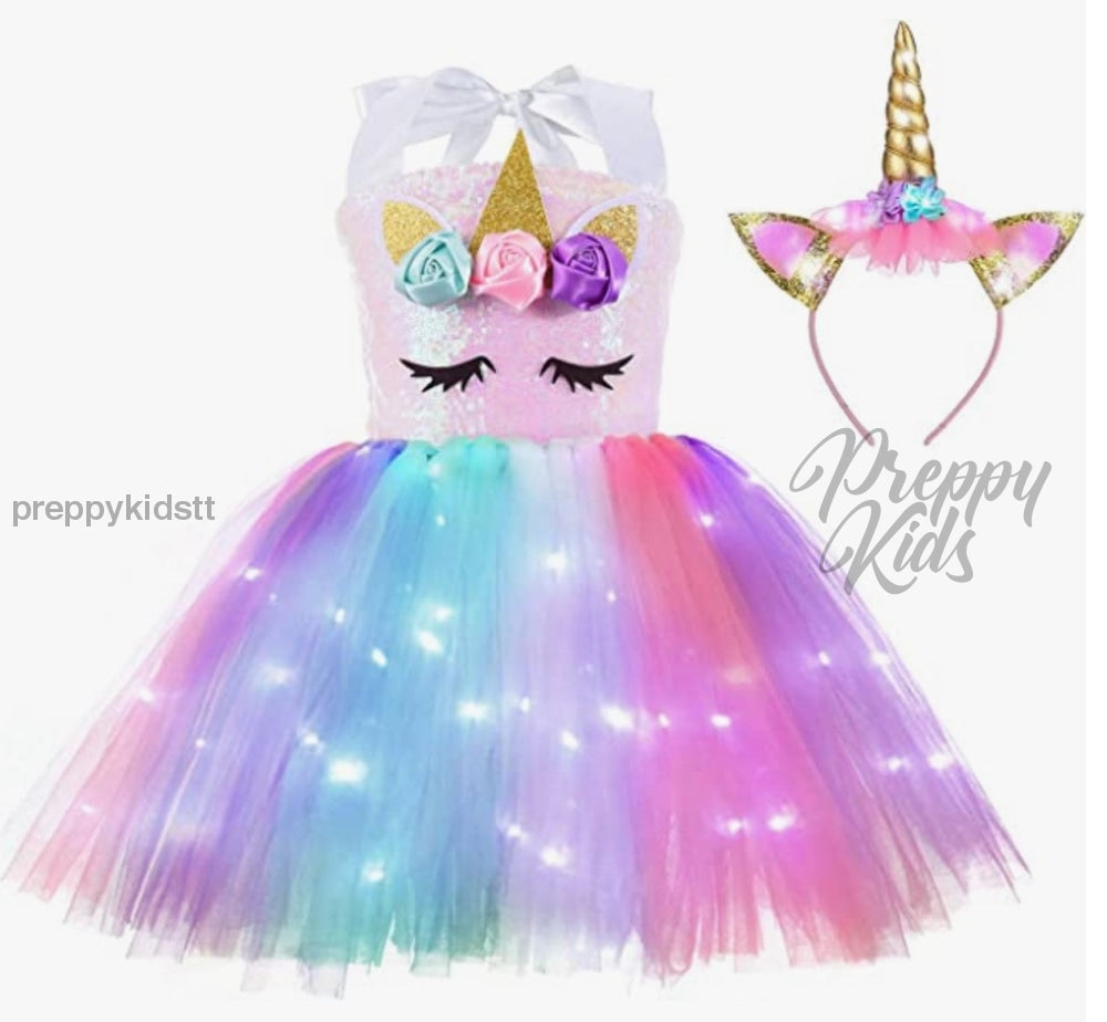 Unicorn Lliy Light Up Birthday Dress Outfits