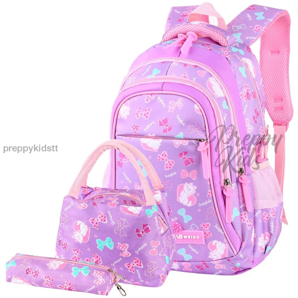 Weibo Girls Waterproof Backpack Set (Pink ) (3Pc) Backpack