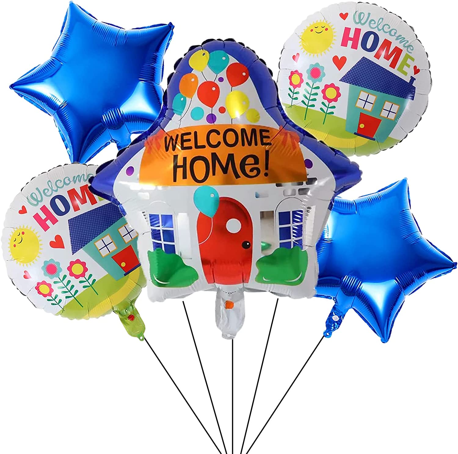 Welcome Home House 5PCS Foil Balloons for Kids Birthday Baby Shower Party Decorations - Preppy Kids (Grand Bazaar)