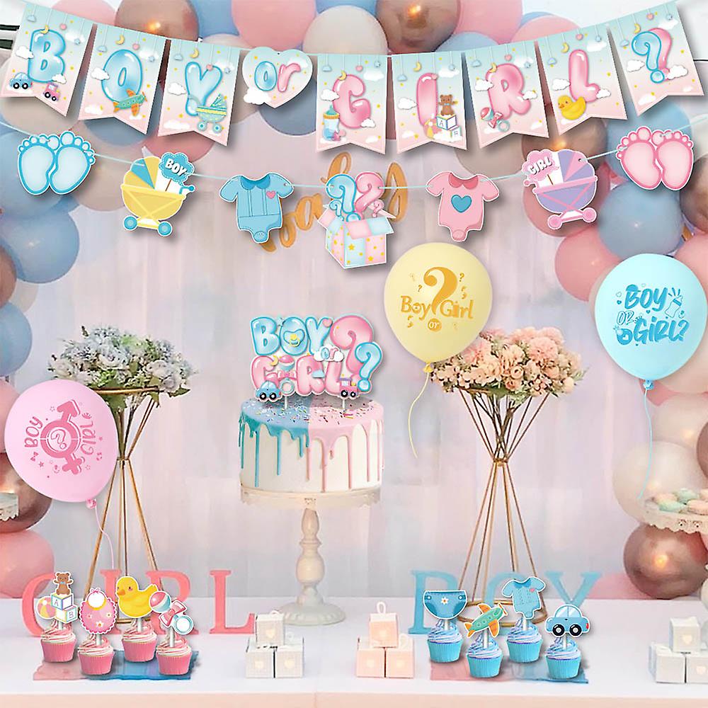 Backdrop included,Baby Shower / Gender Reveal Party Decoration Package Boy or Girl - Preppy Kids (Grand Bazaar)