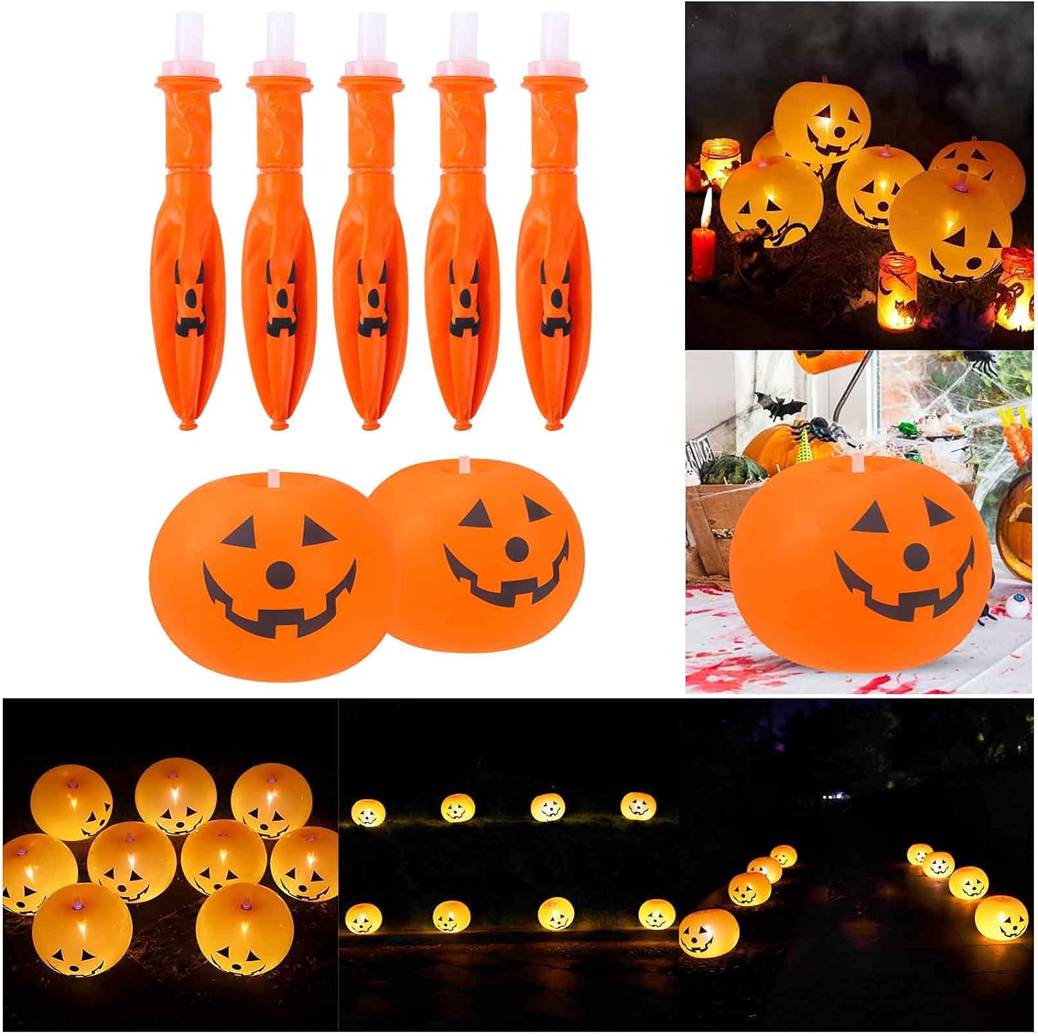 Halloween Pumpkin 5pc Led 3D Balloon Lamp Set