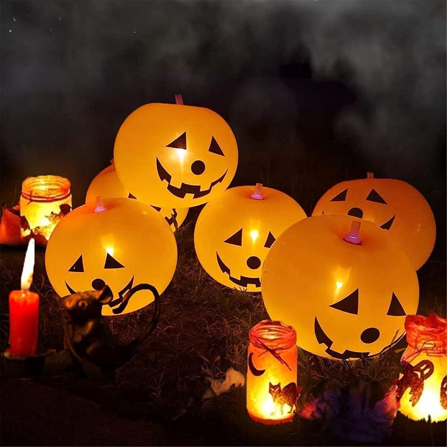 Halloween Pumpkin 5pc Led 3D Balloon Lamp Set