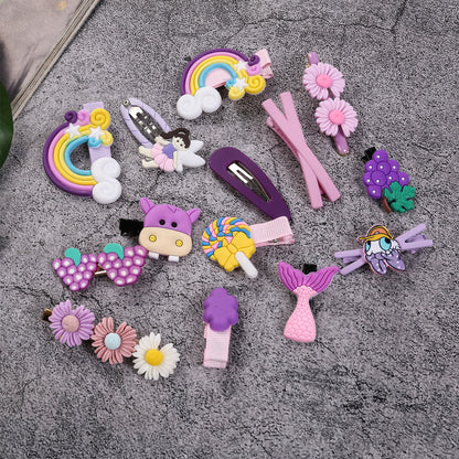 14Pcs Little Girls Princess Hairpins Sweet Style Baby Animal/Flower Decoration Bangs Clip Set Lovely Children Hair Accessories