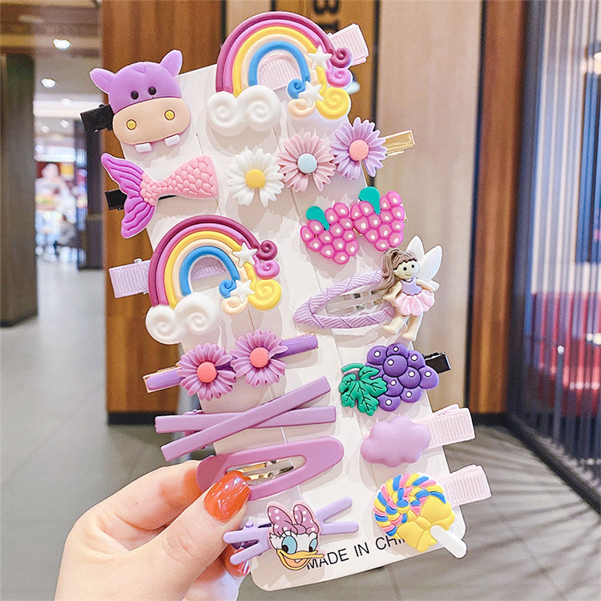 14Pcs Little Girls Princess Hairpins Sweet Style Baby Animal/Flower Decoration Bangs Clip Set Lovely Children Hair Accessories