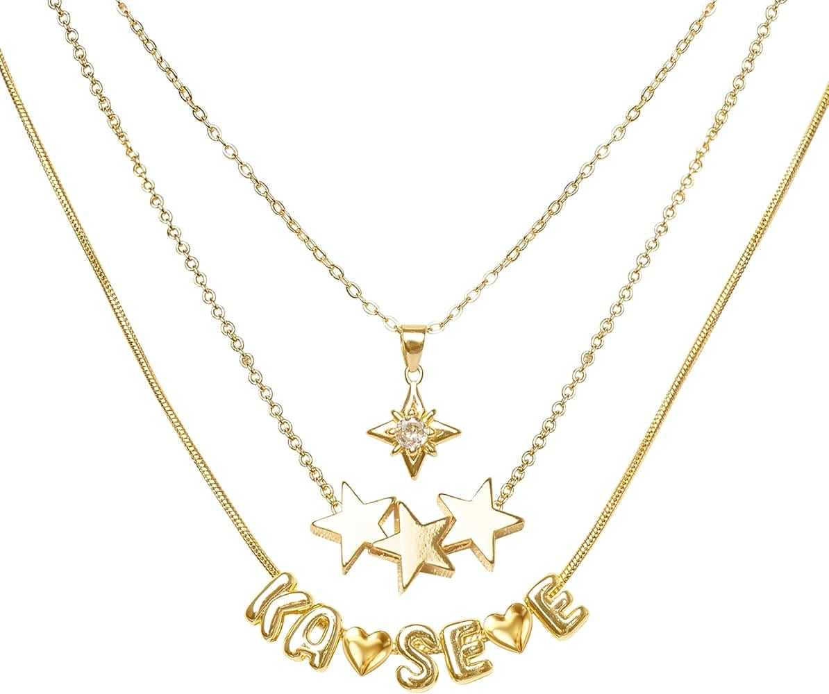 Katseye 3pc layered gold necklace