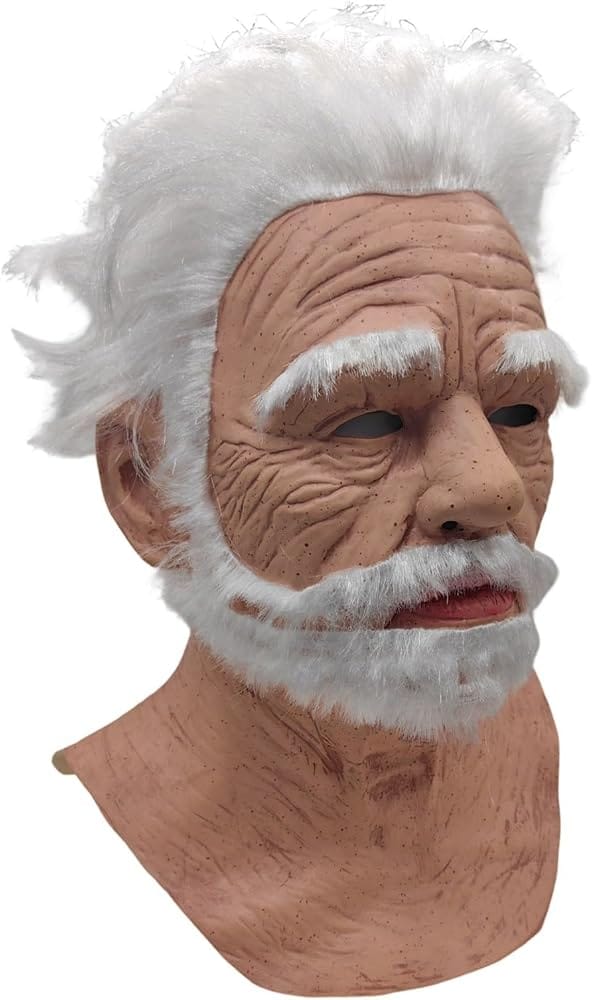 Old Man Halloween  Mask White Hair