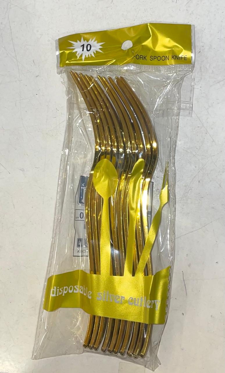 10 pcs Gold Plastic Forks