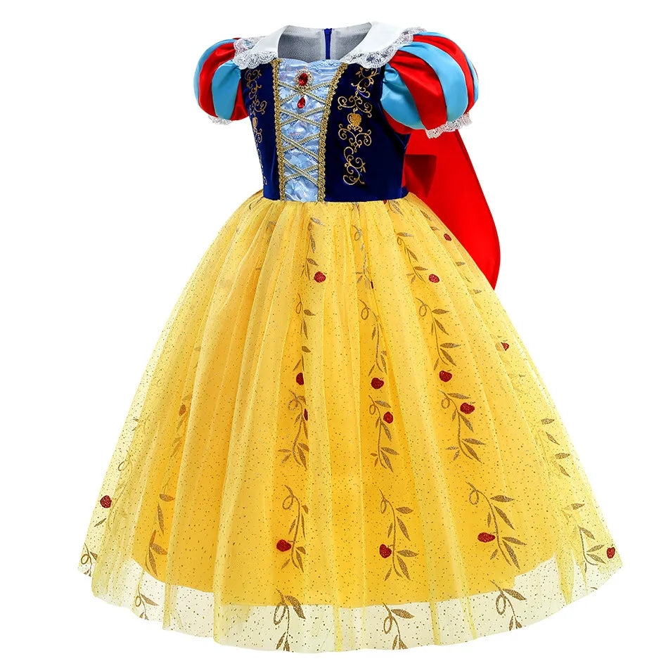 Snow White Dress Kids Deluxe Embroidery Gown With Cloak Child Classical Princess Dress Up Costume