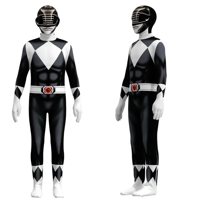 Power Rangers Black Mighty Morphin Cosplay Costume