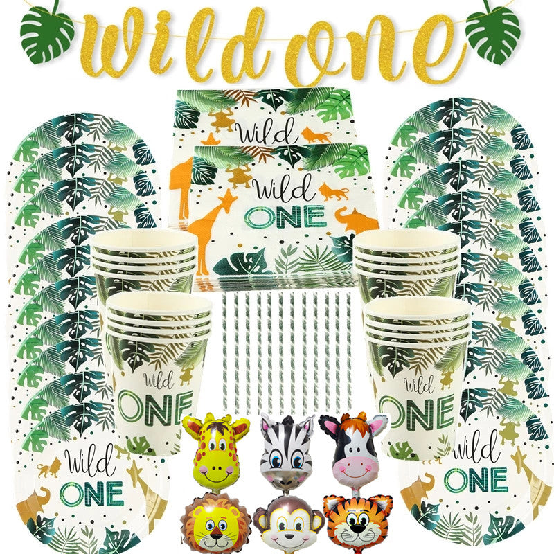 Wild One Birthday Party Ultimate package Safari Jungle - Preppy Kids (Grand Bazaar)