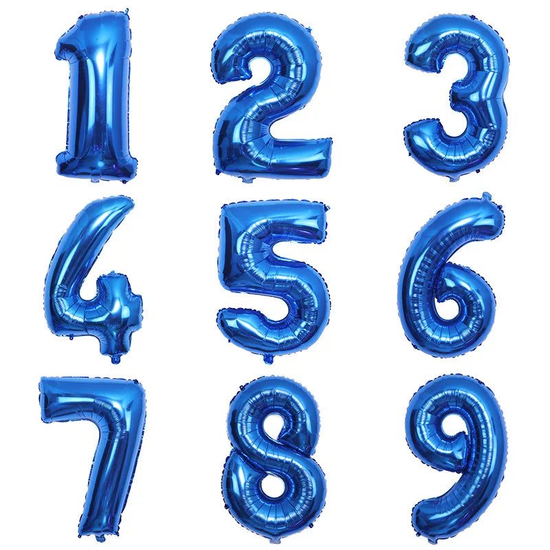 32&quot; Number Blue Foil Helium Balloons (32 inch).  1 to 9