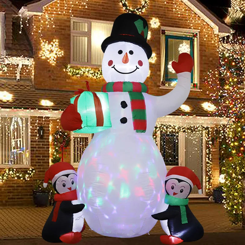 Christmas Decoration Inflatable Toy Gift Snowman Penguin Built-in LED Lights Indoor Outdoor New Year Party Garden Decor 1.8m