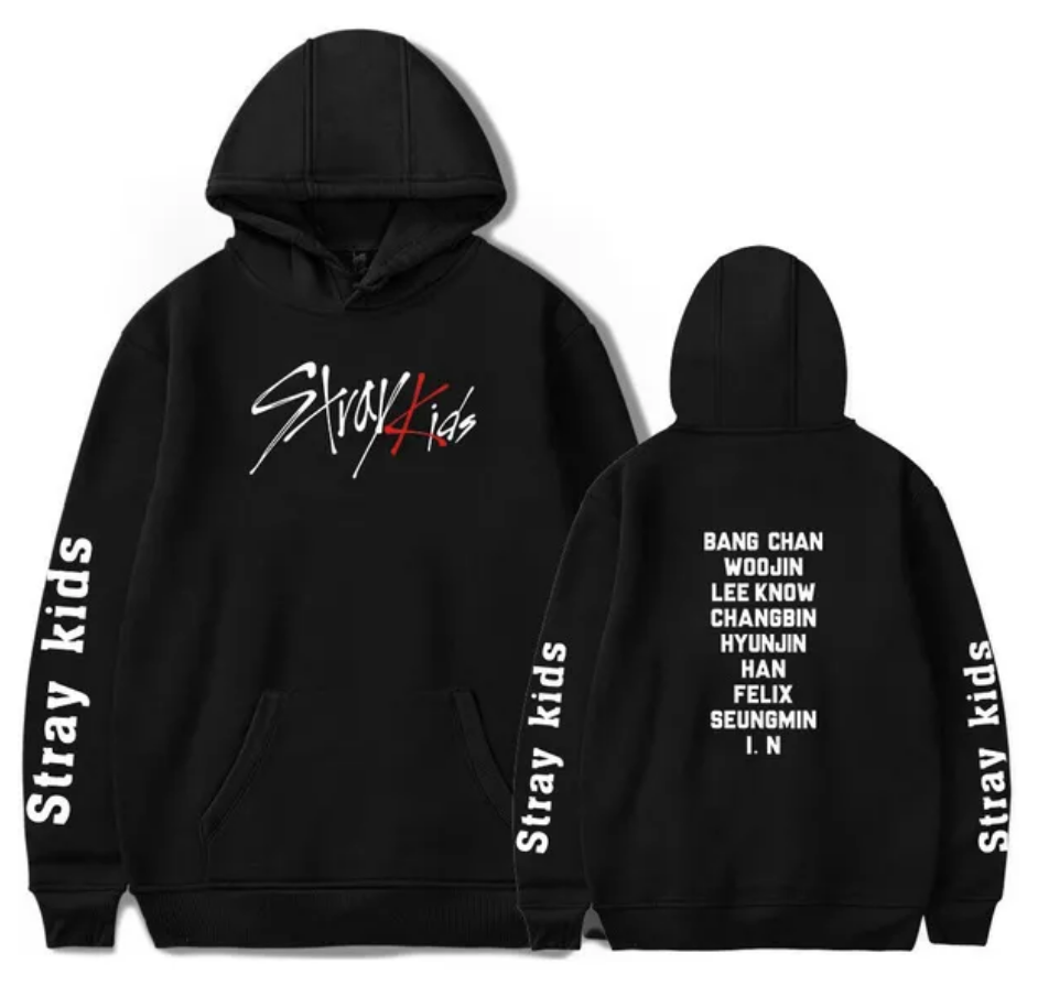 Stray Kids Black Hoodie With names