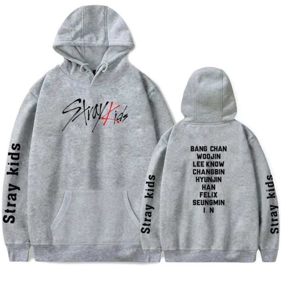 Stray Kids Grey Hoodie With names – Preppy Kids (Grand Bazaar)