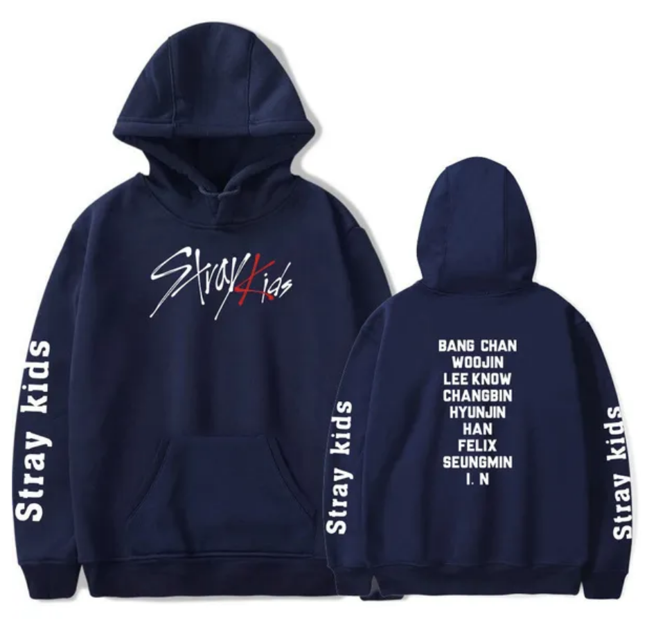 Stray Kids Blue Hoodie With names