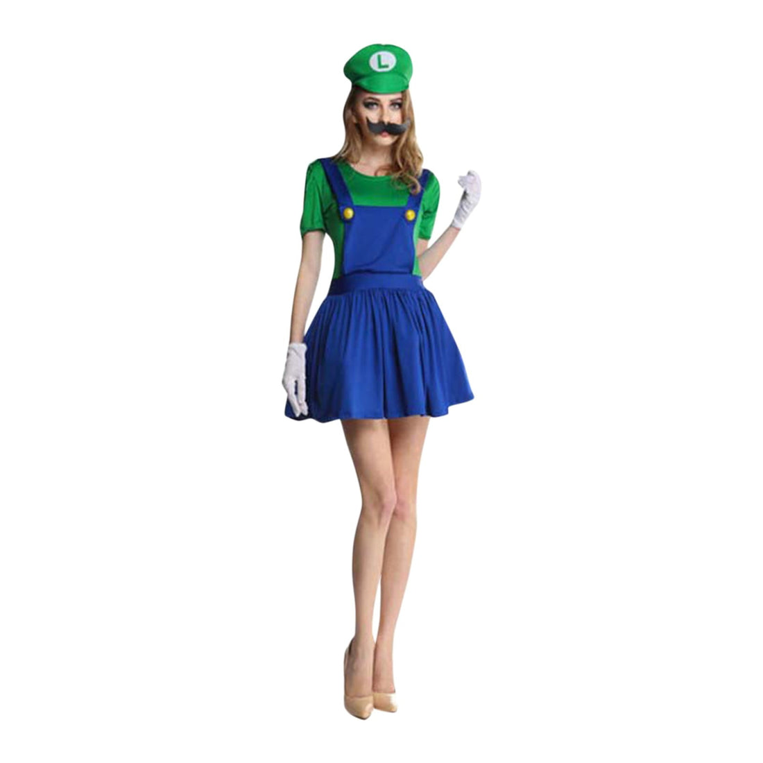 Adult Female Luigi Costume Cosplay outfit - Preppy Kids (Grand Bazaar)