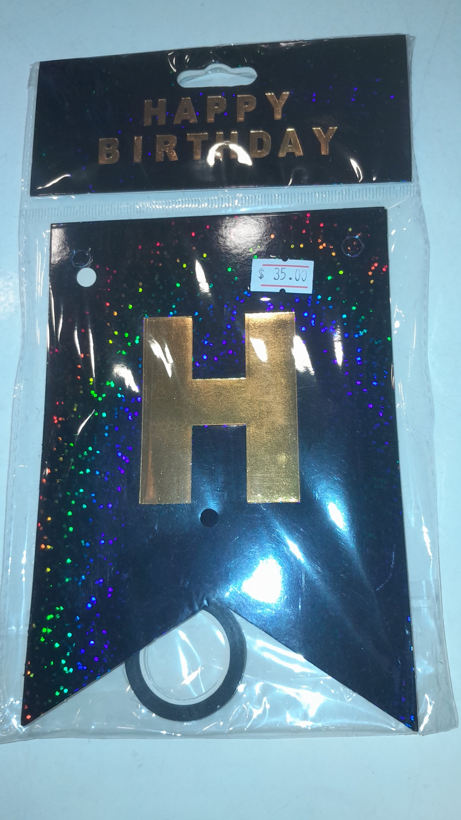 HBD Glitter (Black &amp; Gold) Happy Birthday Banner