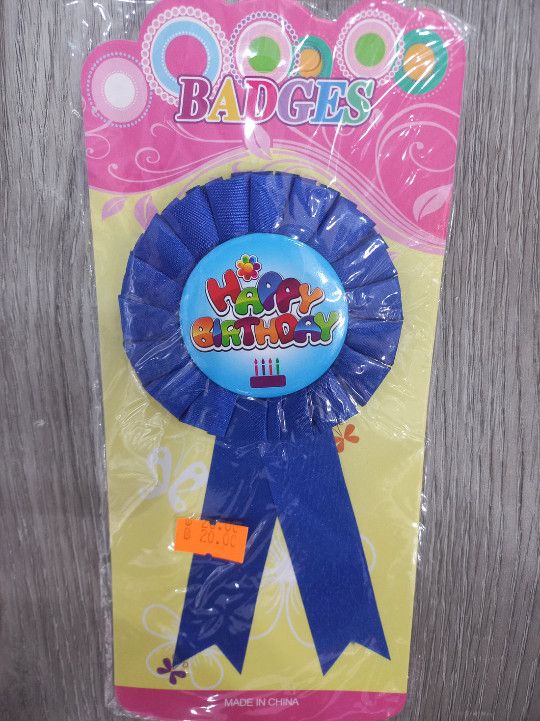 Blue cake candles happy birthday Character hat Birthday  Boy Badge