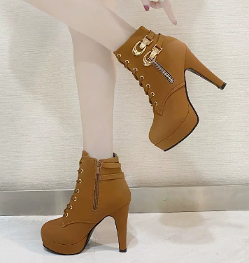 Brown High Heel Zipper Boots - Preppy Kids (Grand Bazaar)
