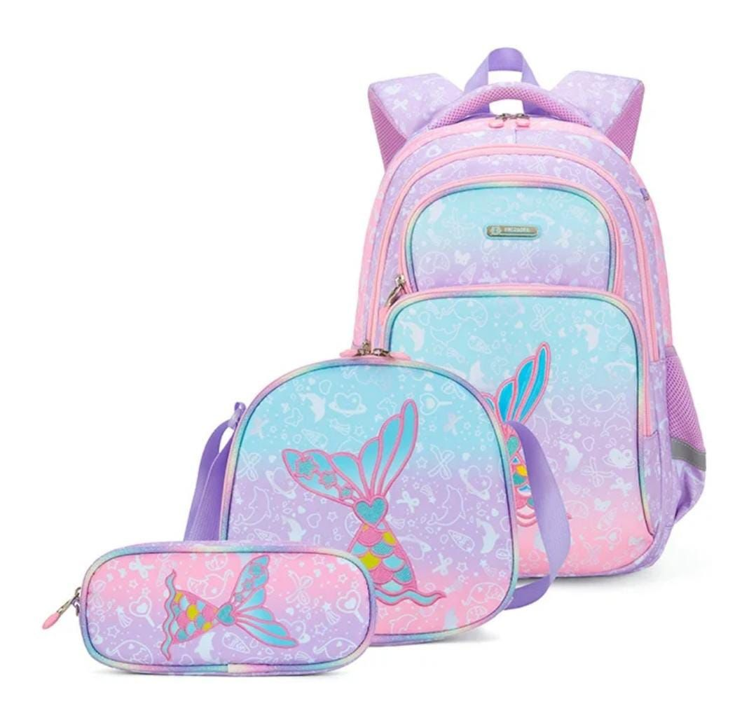 Cute Purple Mermaid 3PC Backpack Set - Preppy Kids (Grand Bazaar)