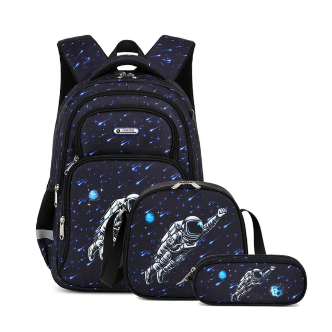 Black Cinematic Spaceman 3PC Backpack Set - Preppy Kids (Grand Bazaar)