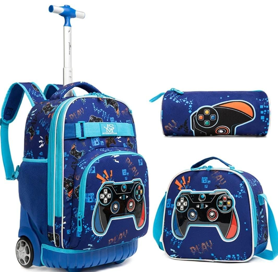 Gamer Theme Trolley Backpack 3PC Set - Preppy Kids (Grand Bazaar)