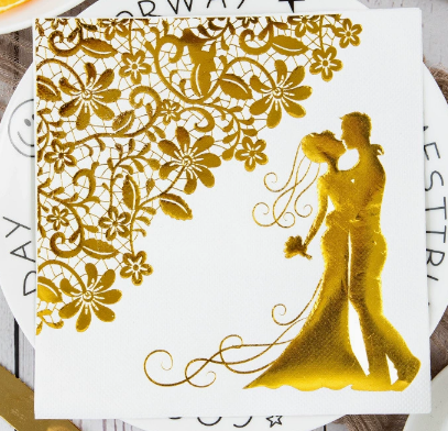 Gold and White Wedding Napkins - Preppy Kids (Grand Bazaar)
