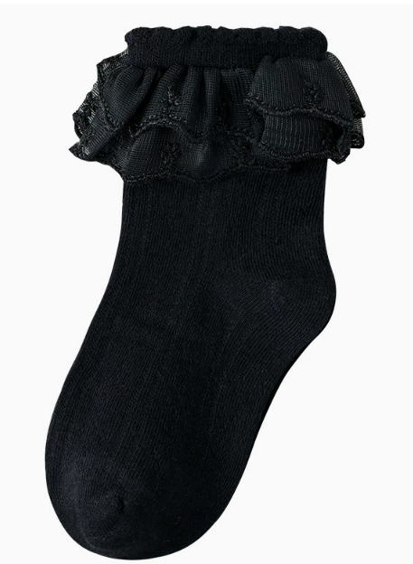 Girls Black Frilly Socks - Preppy Kids (Grand Bazaar)