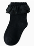 Girls Black Frilly Socks - Preppy Kids (Grand Bazaar)