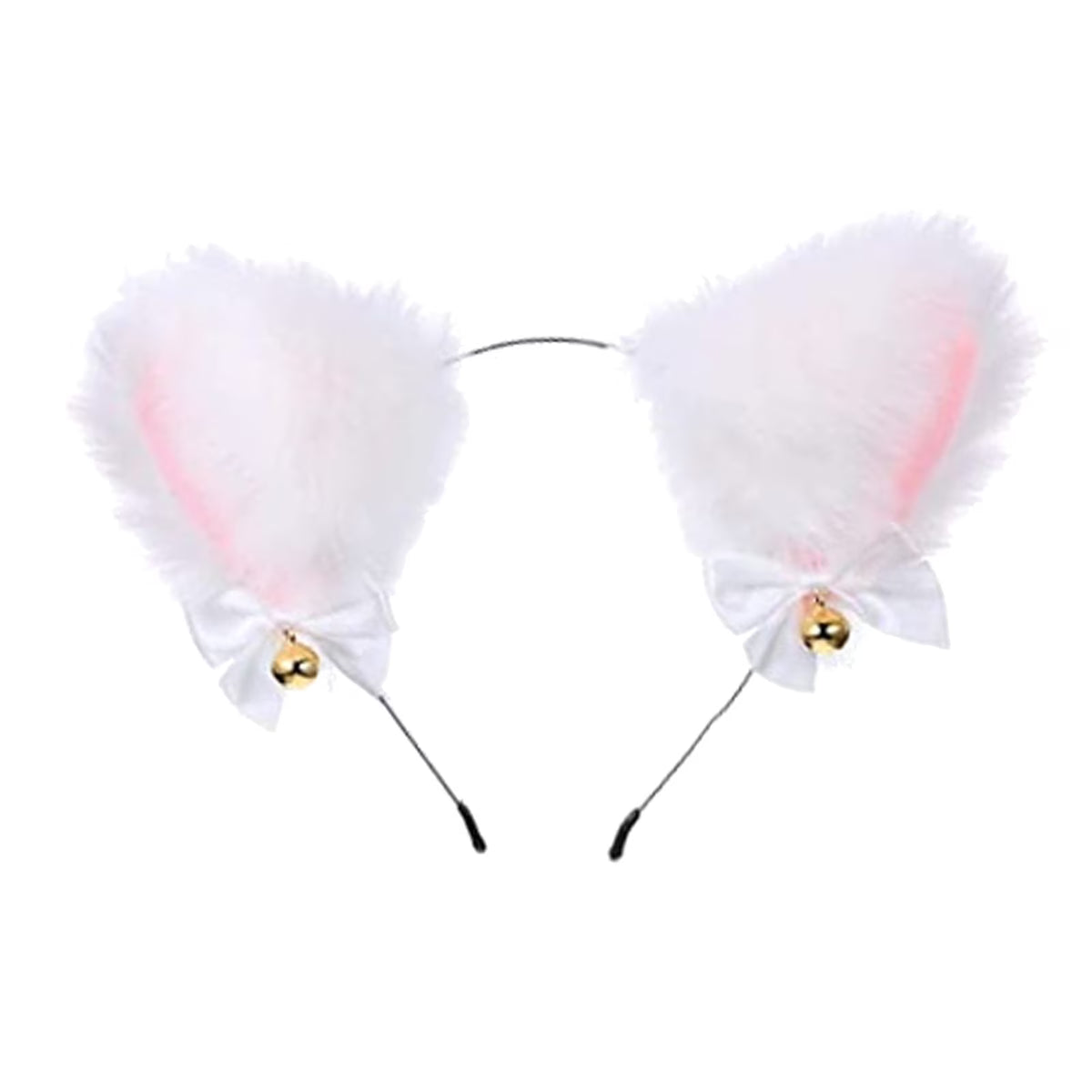 Fluffy Cat Ear Decorated With Small Bells And Bows Headbands
