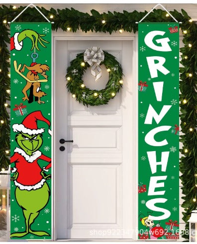 2PC Grinch Christmas door banners
