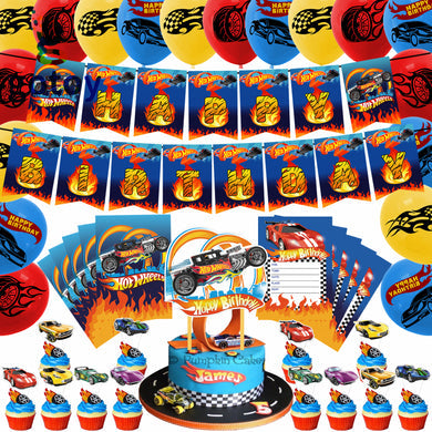 Hot Wheels Party Decorations with invitations