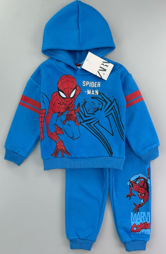 Zara blue Marvel Spiderman and black spider 2pc set