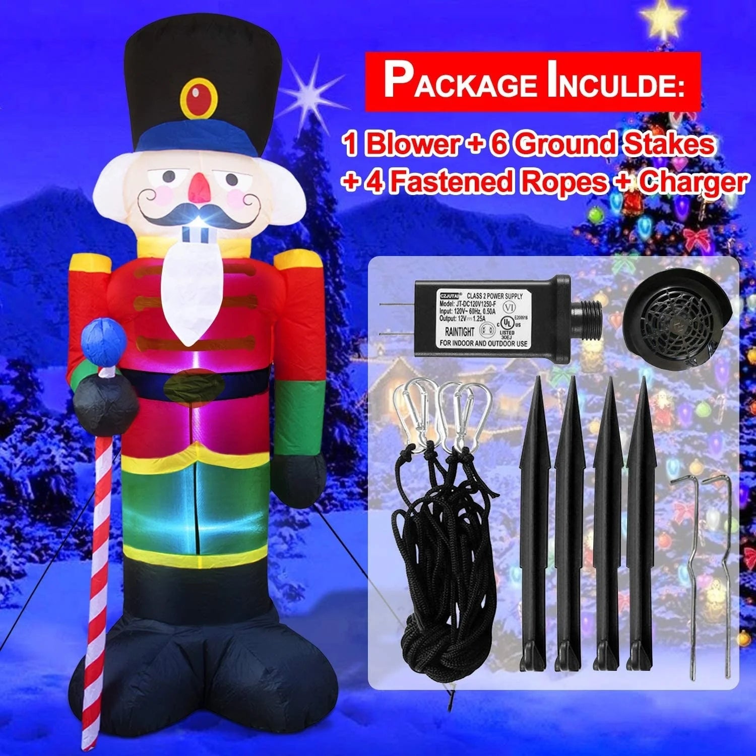 8-foot inflatable Nutcracker Christmas soldier walnut clip, outdoor decorations