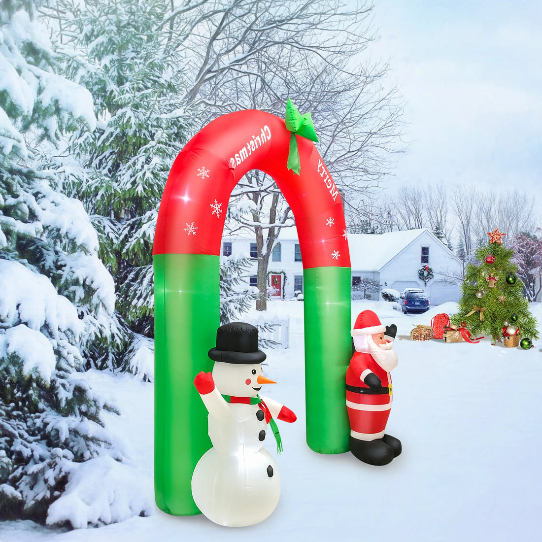 Navidad Inflatable Arch Santa Claus Snowman Archway Xmas Ornaments Christmas Decoration Garden New Year Arrangement Props 2.4m