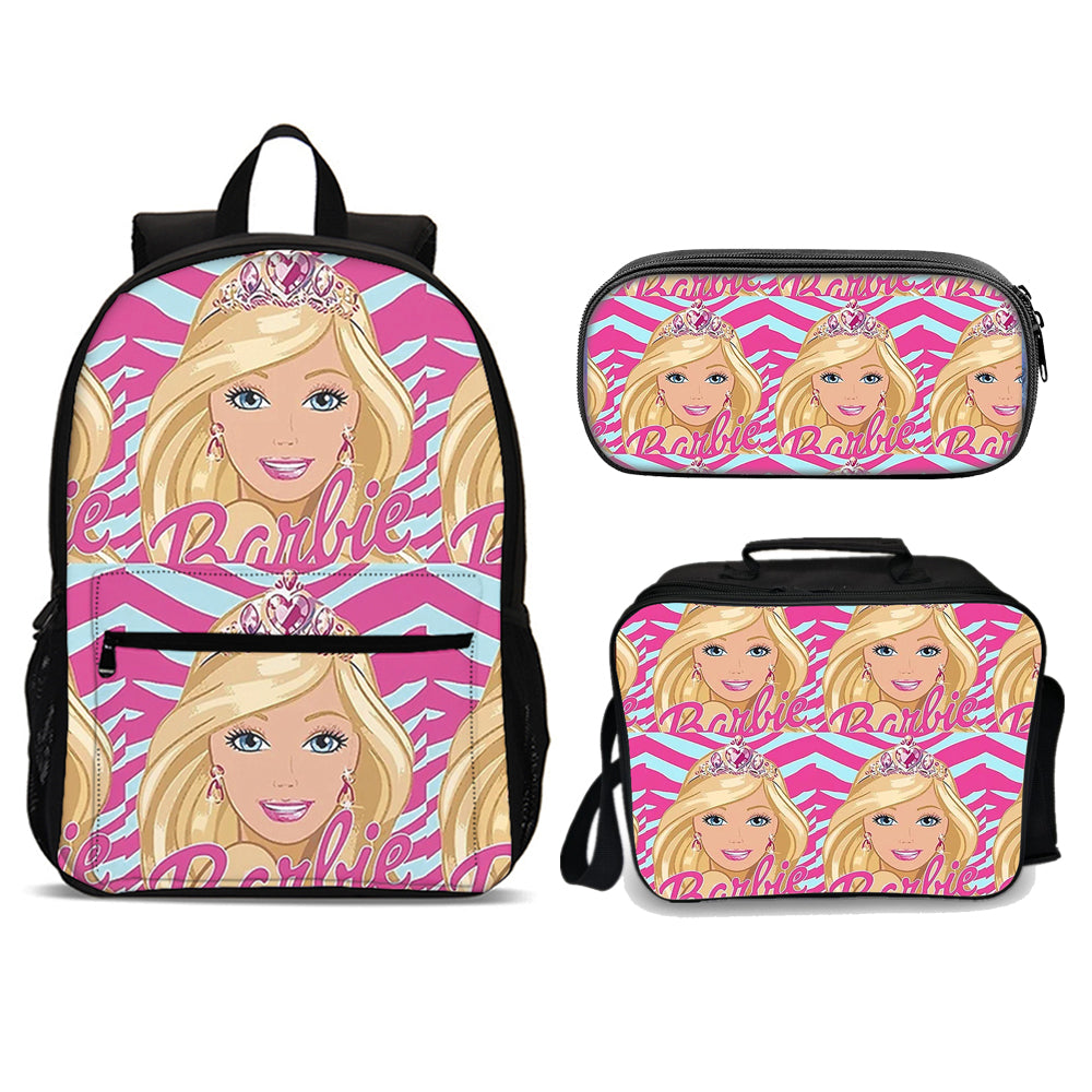 Barbie Face Edition set (3PC) USB Cable included & port (Front zipper , upgraded lunch bag) No. 4 - Preppy Kids (Grand Bazaar)