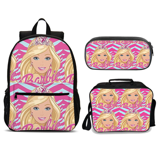 Barbie Face Edition set (3PC) (Front zipper , upgraded lunch bag) No. 4