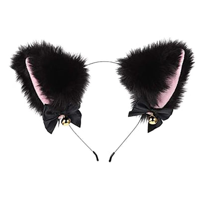 Fluffy Cat Ear Decorated With Small Bells And Bows Headbands
