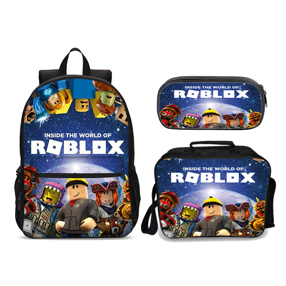 Roblox NO.4 Front zipper Inside The World  Edition backpack set (3PC) (Front zipper , upgraded lunch bag) No. 4 bookbag