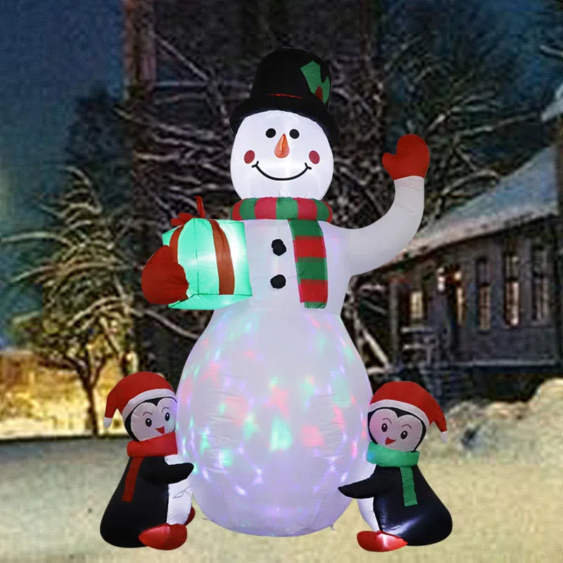 Christmas Decoration Inflatable Toy Gift Snowman Penguin Built-in LED Lights Indoor Outdoor New Year Party Garden Decor 1.8m