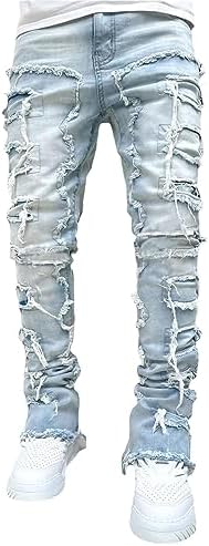 Stack Legged Denim Pants Light Blue Adult
