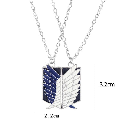 Attack on Titan Couple Necklace Wings of Freedom Pendant Retro